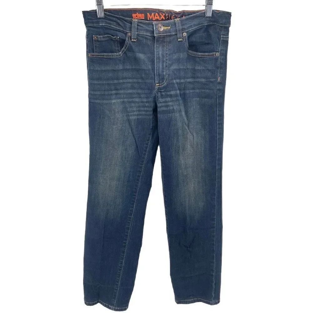 Urban Pipeline Boys Straight Jeans Whiskering Max Flex Denim Stretch Blue 18